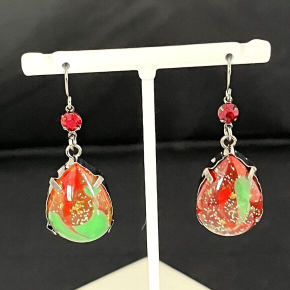 Vintage Earrings Crystal With Lightweight Prong Set Beads Dangle Women's 1H - Picture 2 of 4
